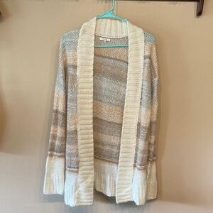 Maurices Soft Cream and Tan Knit Cardigan